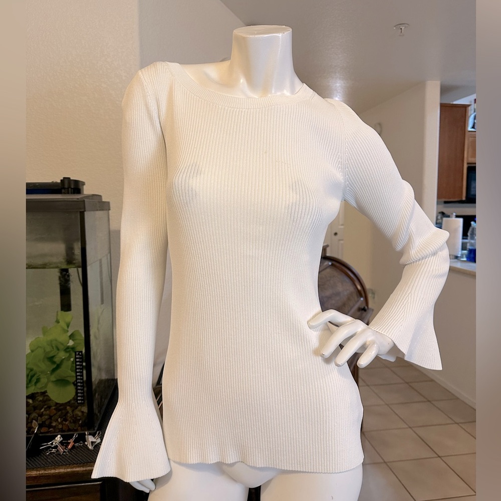 MICHAEL Michael Kors long sleeve ribbed knit top with flared sleeves